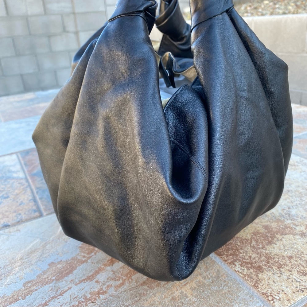 The Row Black Leather Slouchy Shoulder Bag - Picture 8 of 13